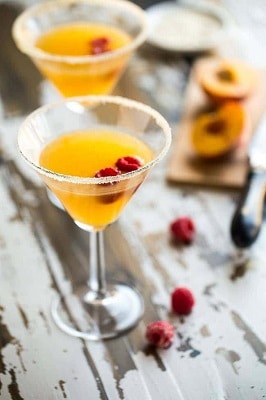 Peach Martini with Raspberry