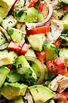 Chicken cucumber avocado salad