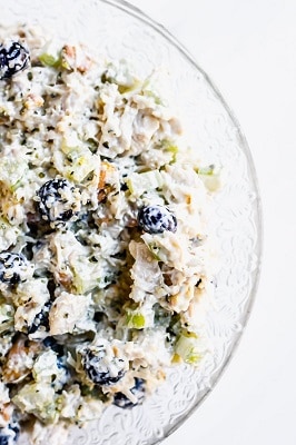 Chicken salad with blueberries and hemp seeds