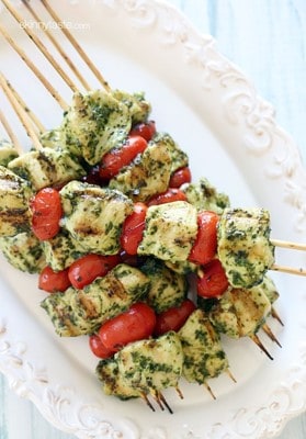 Grilled pest chicken kebabs