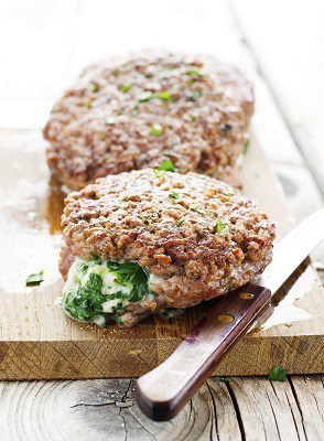 Spinach stuffed burgers