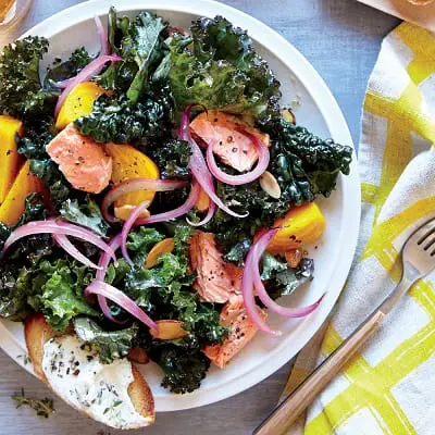 KALE AND BEET SALAD WITH SALMON