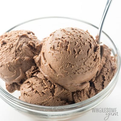 Peanut butter keto ice cream recipe in a bowl