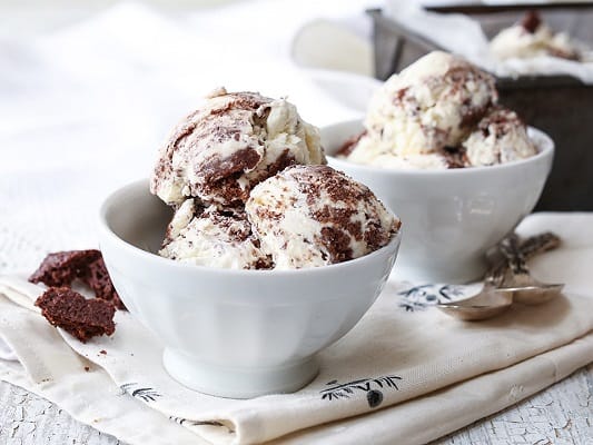 Cookies and cream keto ice cream in a bowl