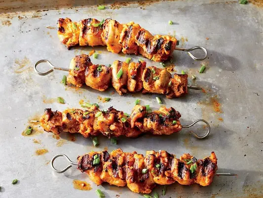 Harissa keto chicken skewers