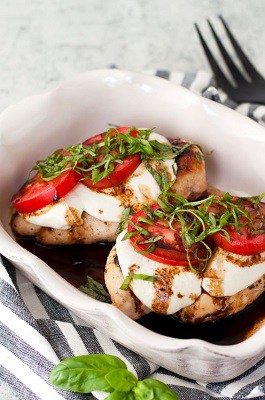 Caprese keto chicken thigh skewers