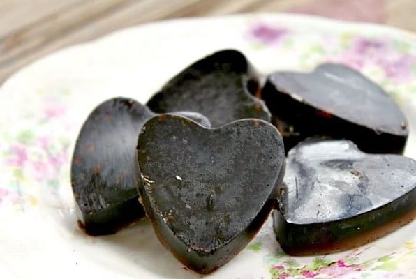 Dark chocolate pecan candies in shape of heart