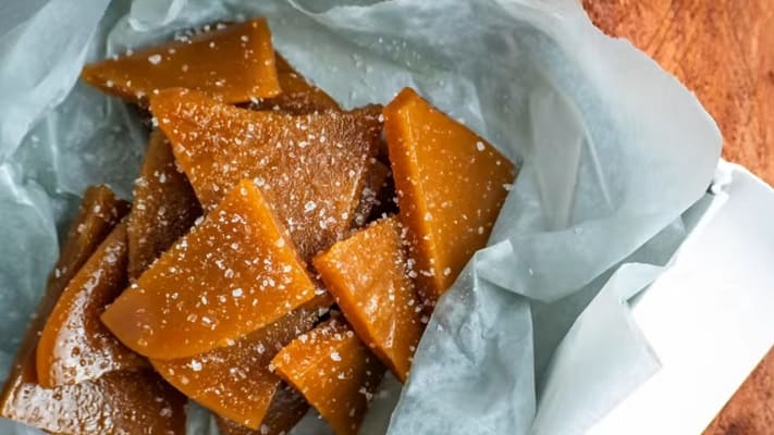Keto Butterscotch candy pieces in a basket