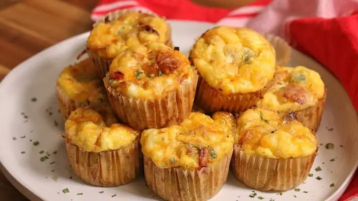 Low carb egg muffins on a plate