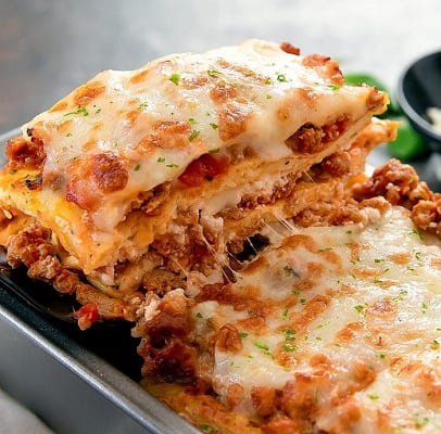 Low carb lasagna in a pan