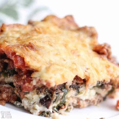 Spinach keto lasagna recipe on a plate