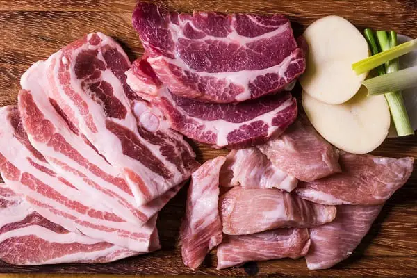 Fatty meat on a cutting board