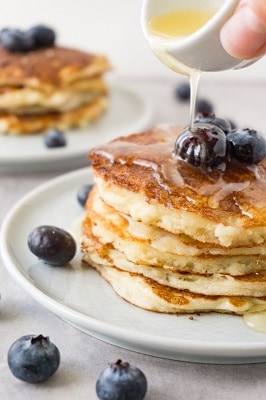 keto friendly cottage cheese pancakes in a stack