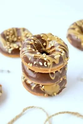 Keto almond flour donuts with chocolate glaze