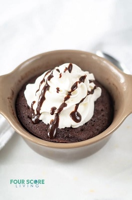 Keto baked goods recipes in the form of a chocolate mug cake