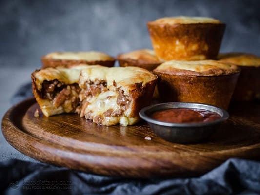 Cheese and Bacon Stuffed Meat Pies