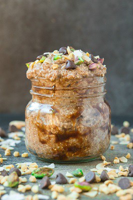 Low Carb valentines oatmeal breakfast on a jar