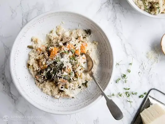 Low carb pumpkin and mushroom risotto