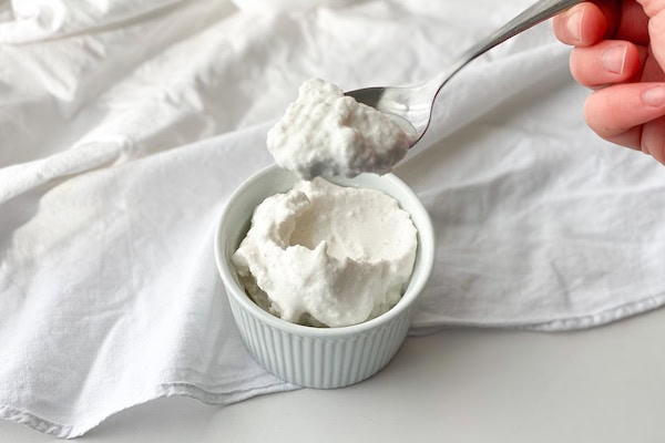 keto ice cream being scooped out of a bowl