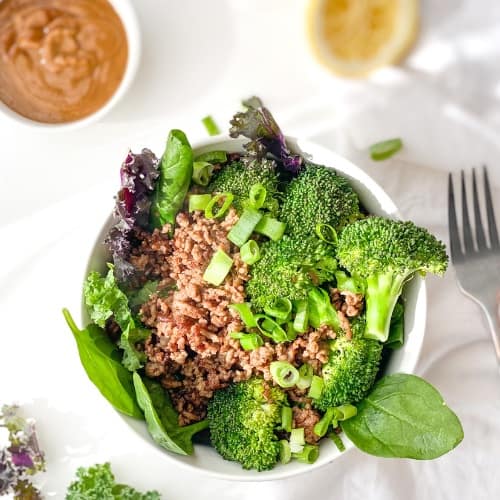 Keto beef and broccoli bowl with no sauce