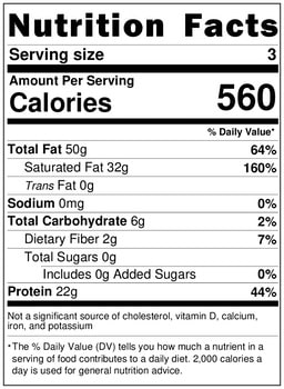 nutrition label for keto ricotta pancakes