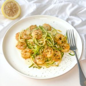 keto shrimp scampi on a plate