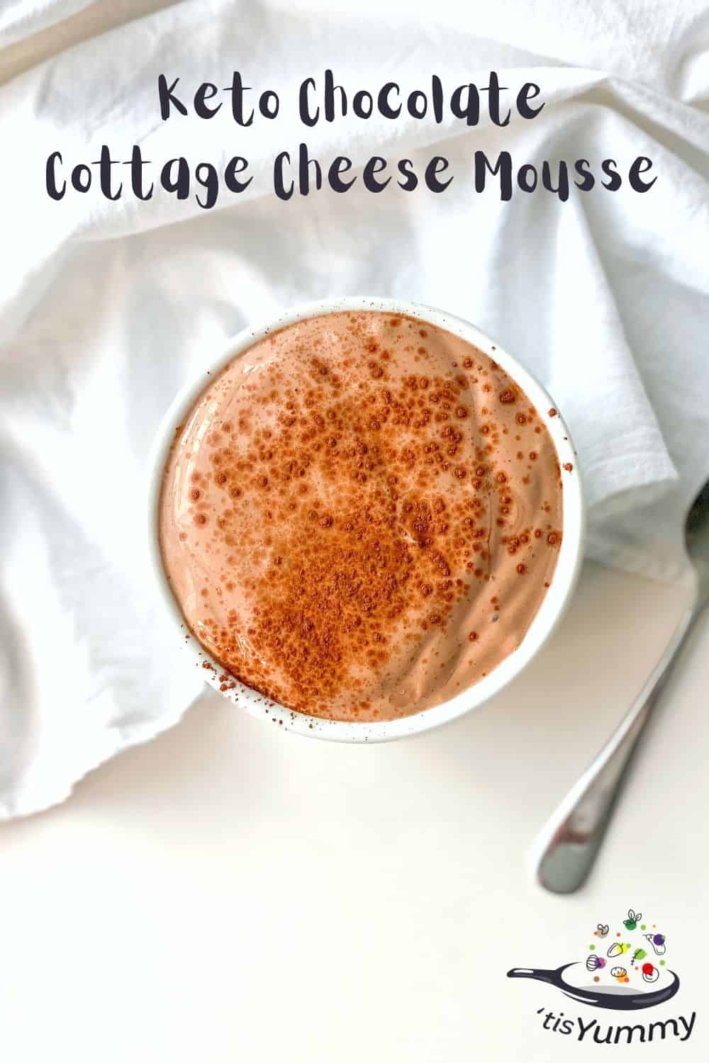 keto cottage cheese mousse in a white bowl