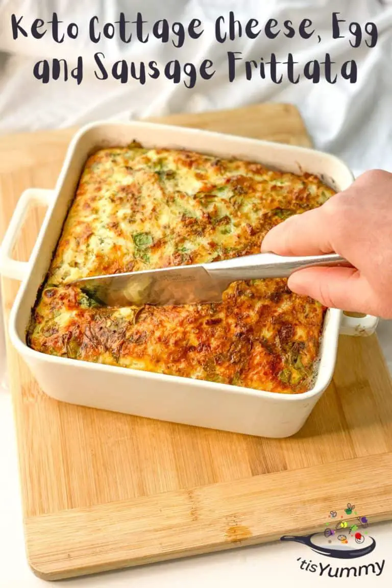 Keto Cottage Cheese, Egg and Sausage Frittata 'Tis Yummy!