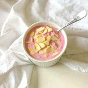 keto fluff salad in a white bowl