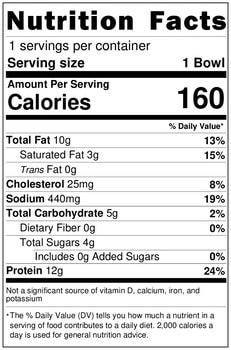 keto cannoli cream nutrition label