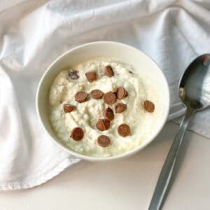 low-carb cannoli cream with cottage cheese and chocolate chips