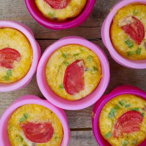 Keto egg muffins in little pink muffin cups