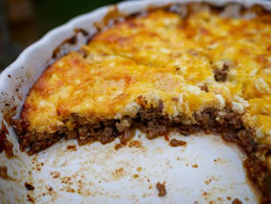 keto ricotta lasagna with a slice taken out of the serving dish