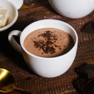 vegan chocolate tofu pudding in a mug